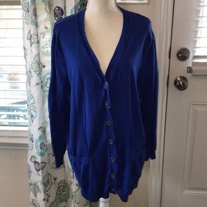 blue button up cardigan